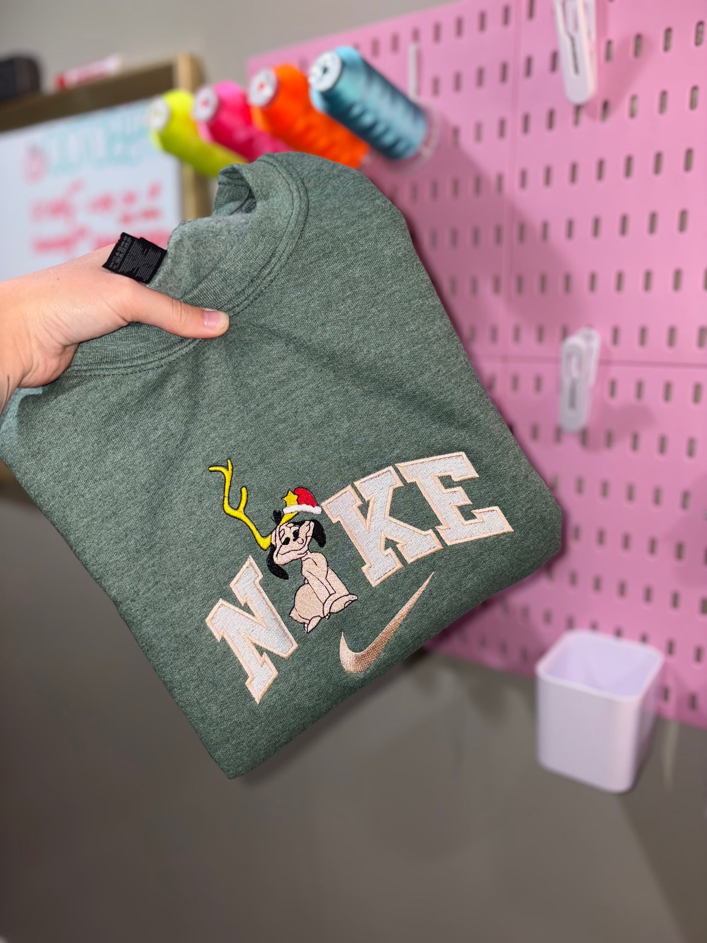 Christmas dog embroidered crew preorder 28 business day turn around time