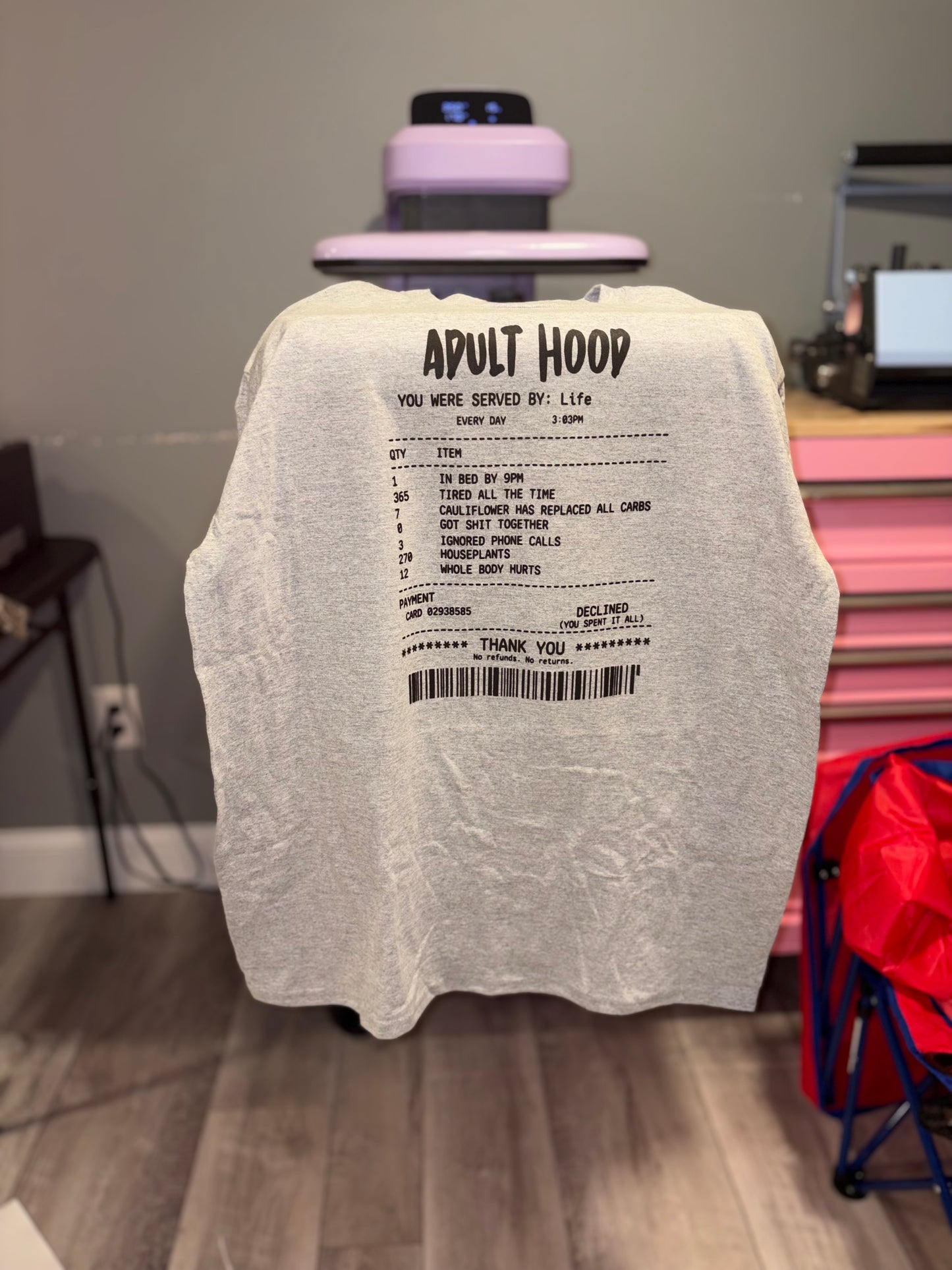 Size large adulthood tshirt