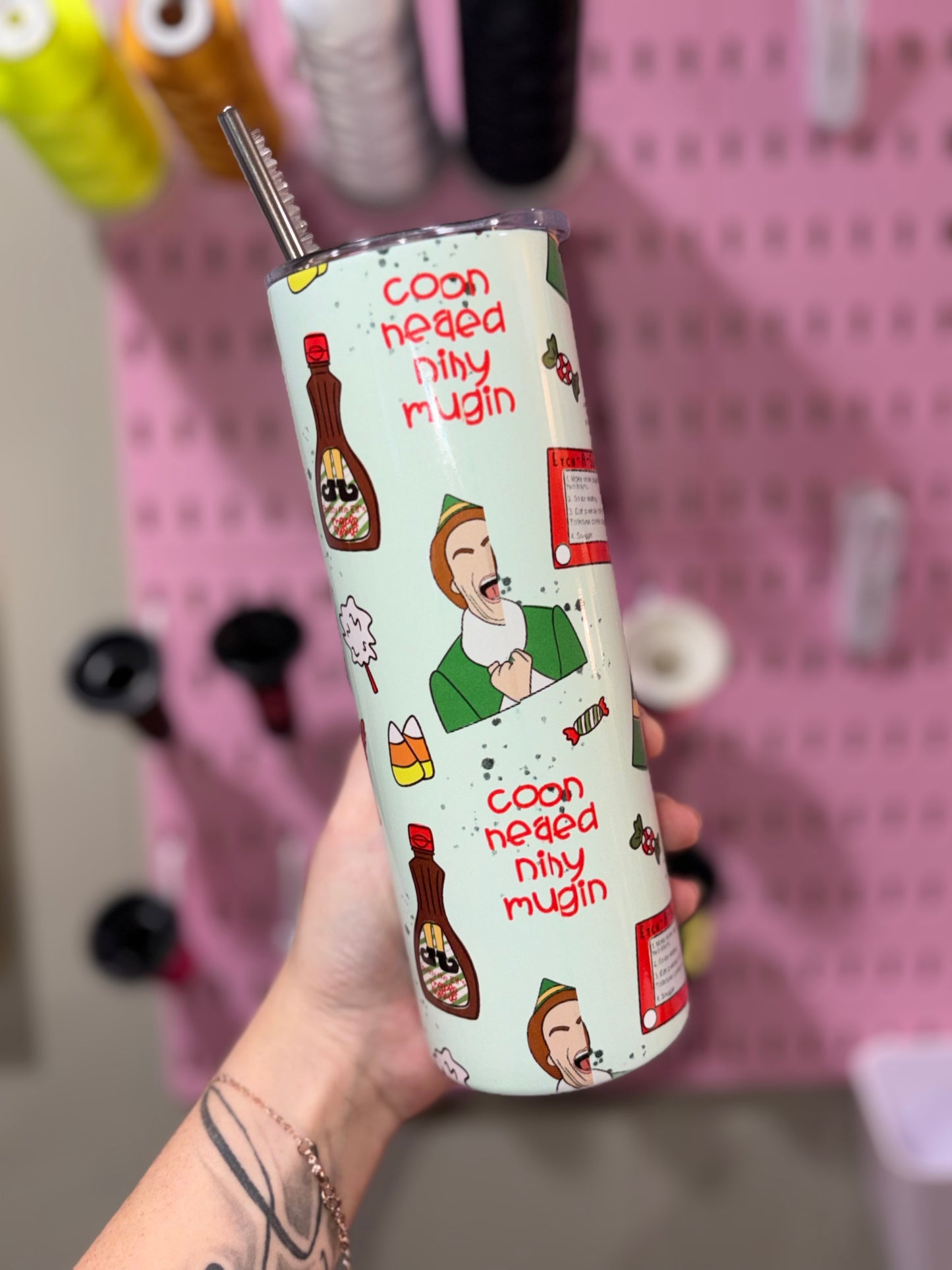 E L f Christmas 20oz tumbler preorder 15 business day turn around time