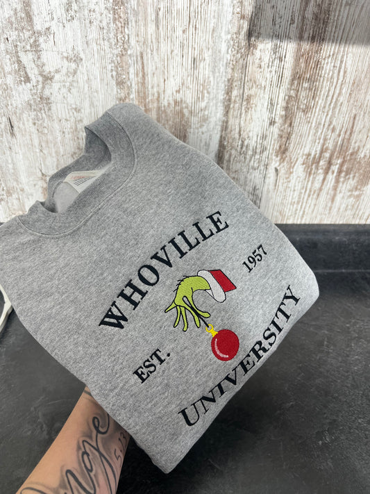 Whoville embroidered crew preorder 28 business day turn around time