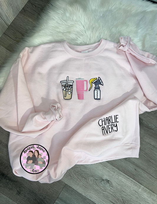 Breastfeeding trio embroidered crew🤱 preorder 28 business day turn around time