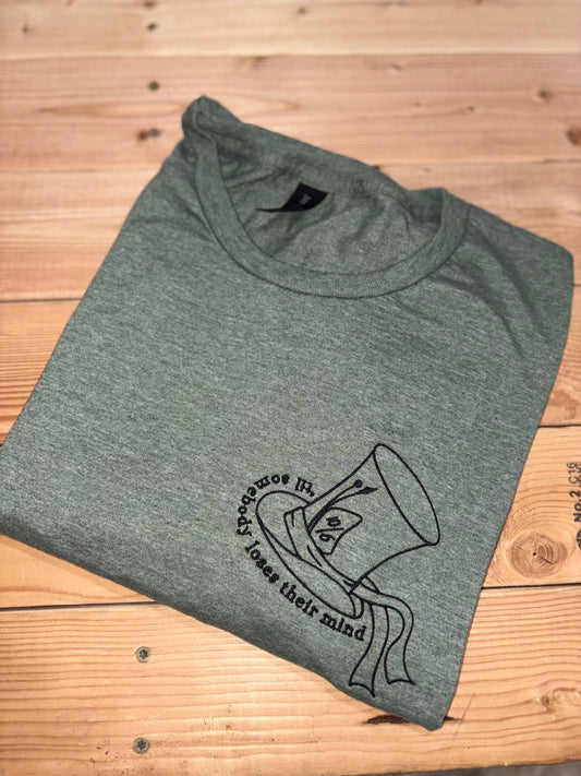 embroidered tshirt 10/6 hat preorder 28 business day turn around time