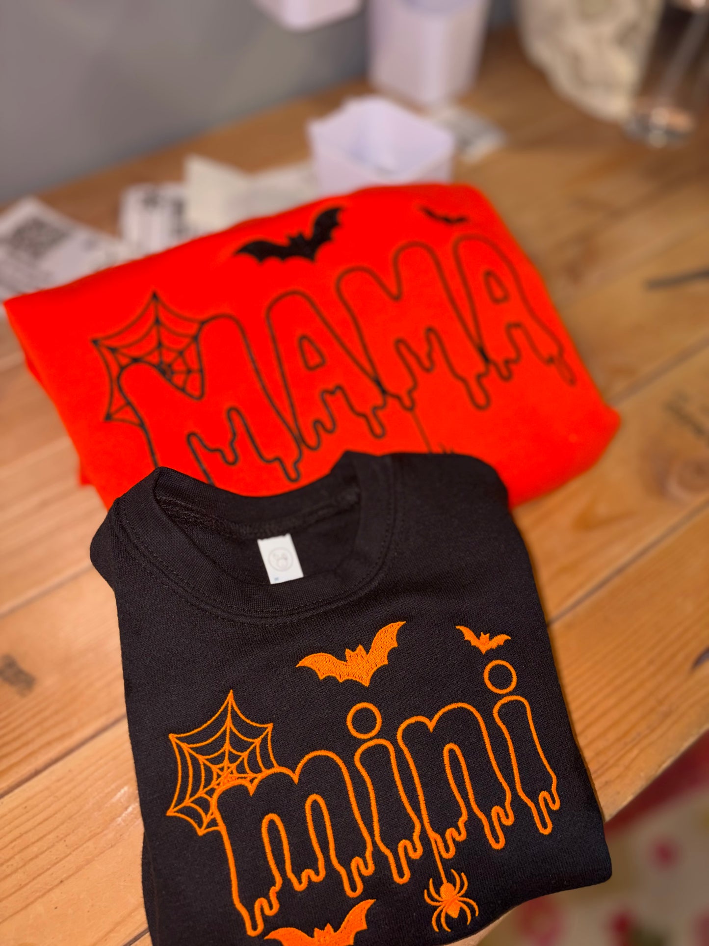 Mini Halloween embroidered crew preorder 28 business day turn around time