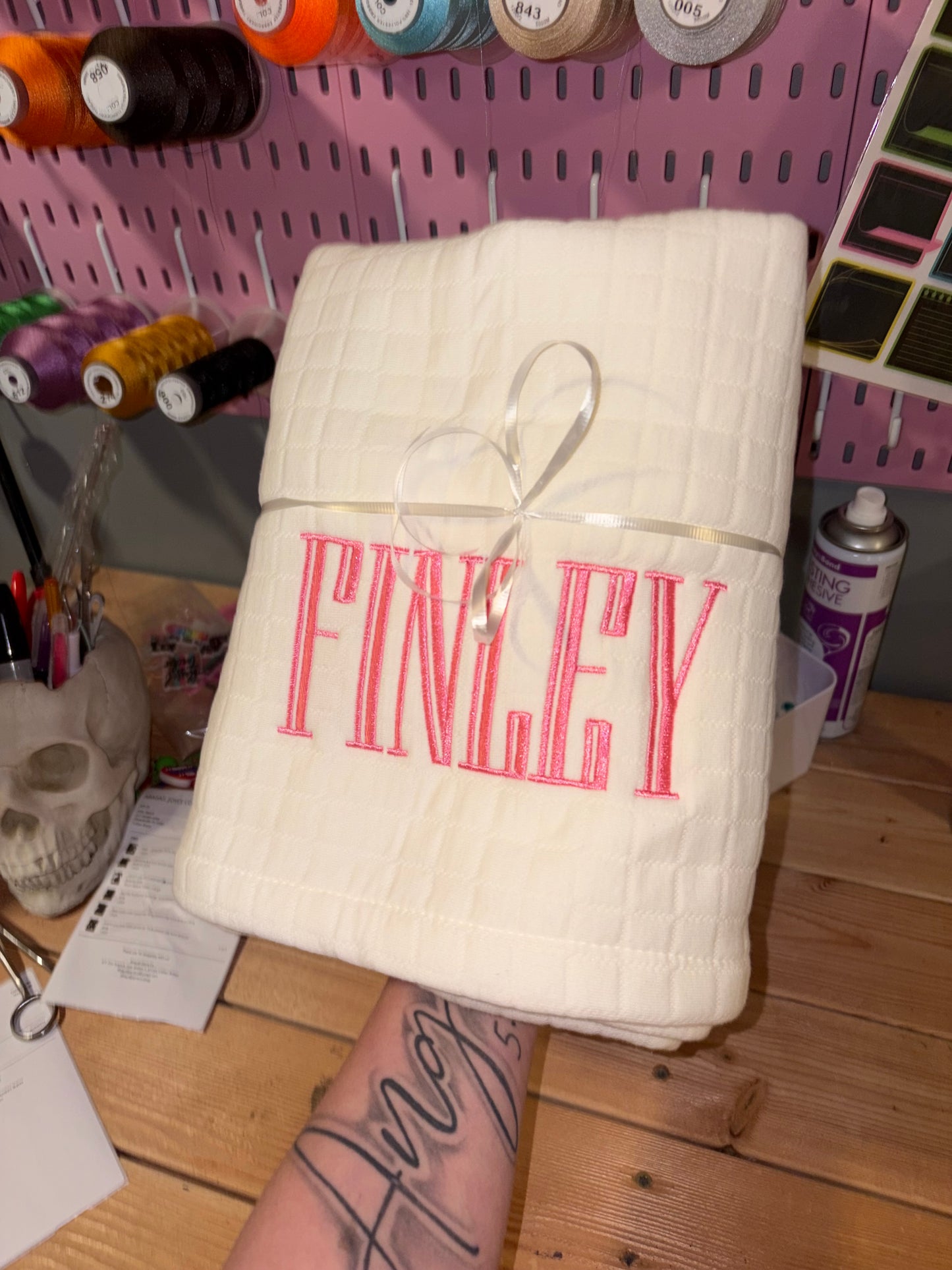 Embroidered baby blanket- preorder 28 business day turn around time