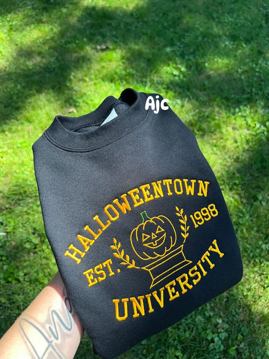 Halloween Town embroidered crew preorder 28 business day turn around time