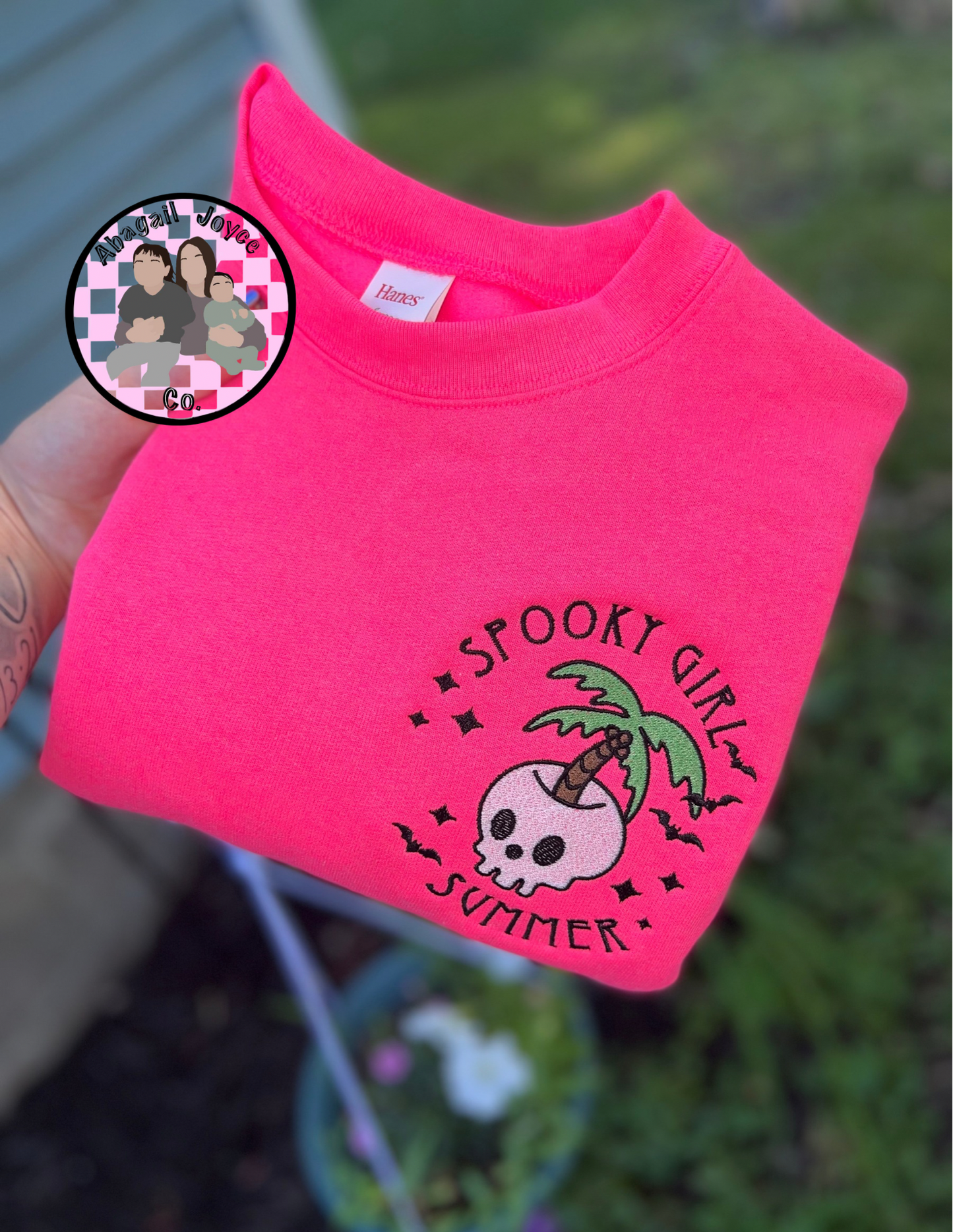Spooky girl summer embroidered crew👻💀 preorder 28 business day turn around time