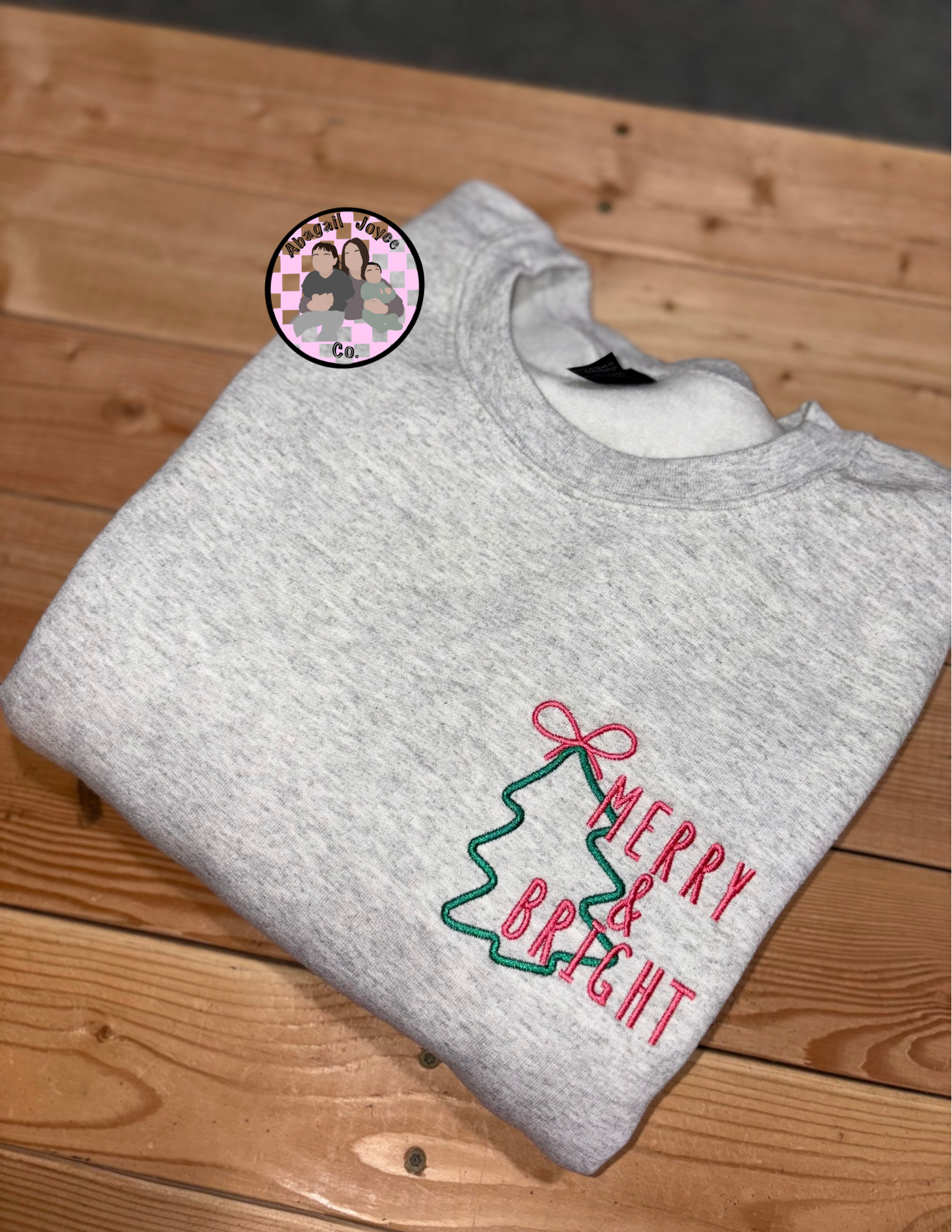 Size 2X merry and Bright embroidered crew
