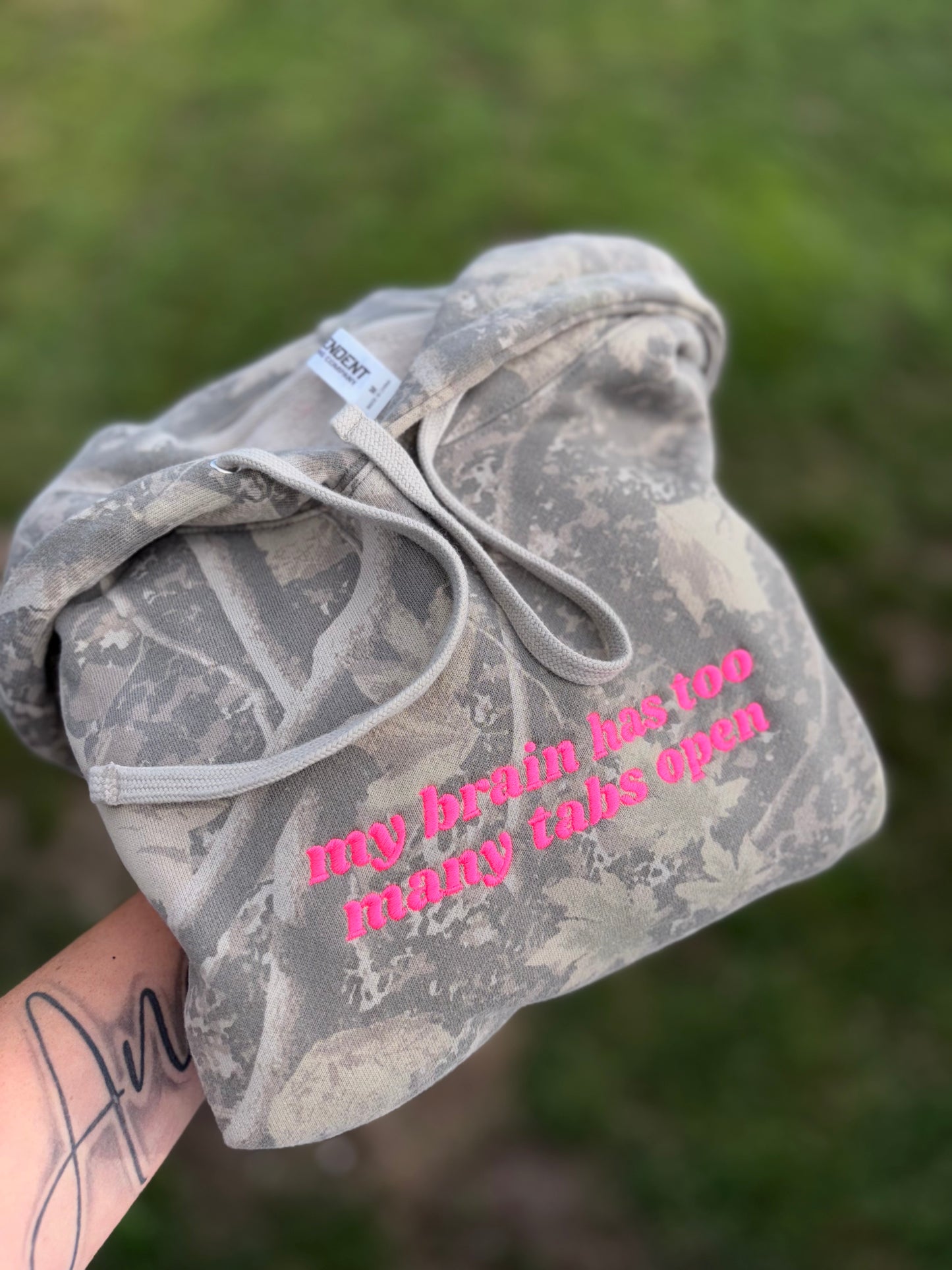 Too many tabs open embroidered hoodie- preorder 28 business day turn around time