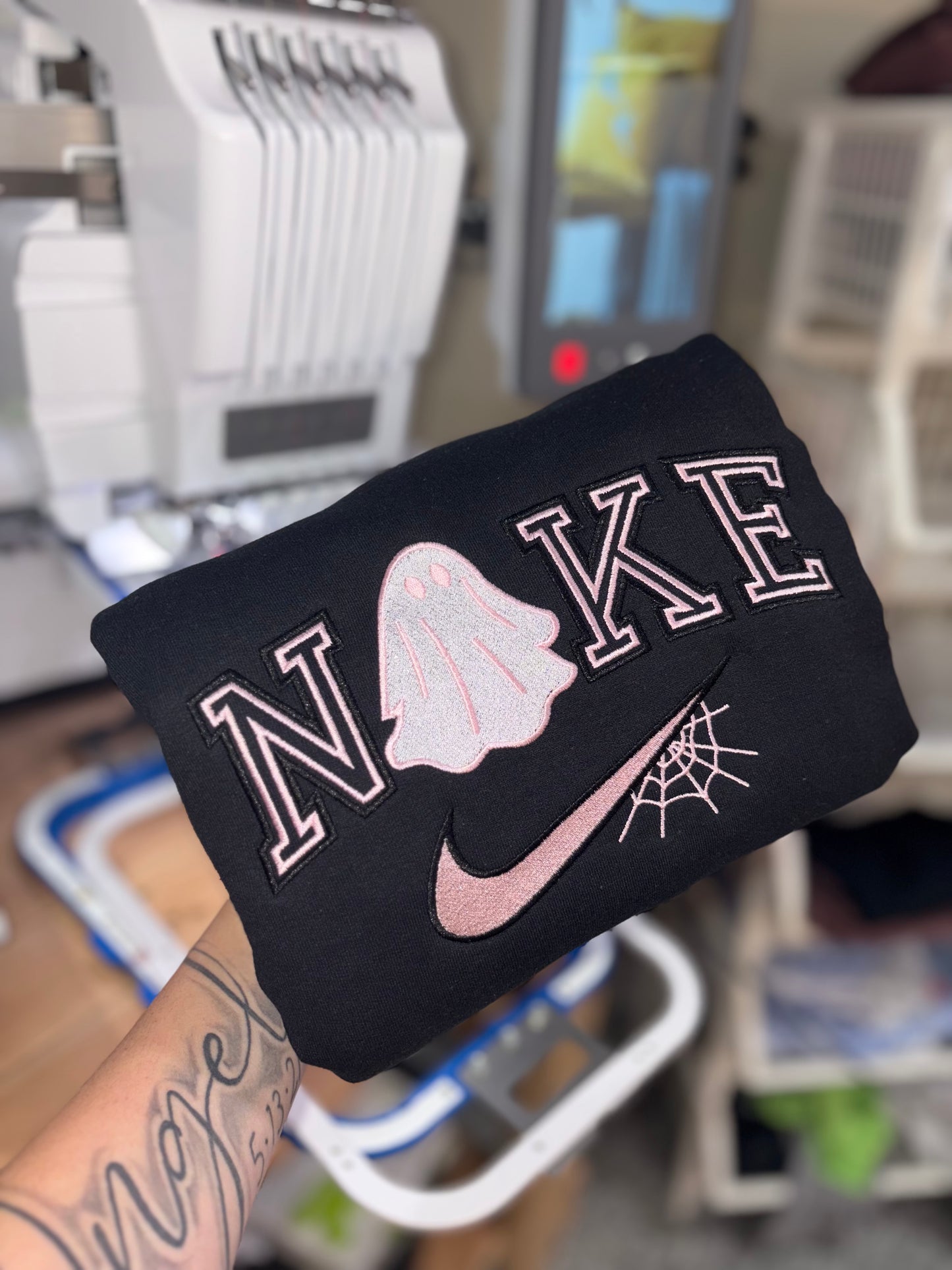 Ghosty embroidered crew preorder 28 business day turn around time