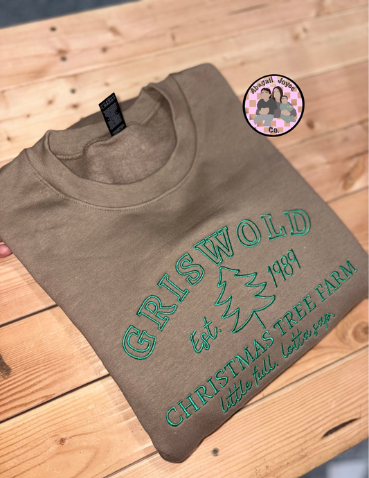Christmas tree farm embroidered crew preorder 28 business day turn around time