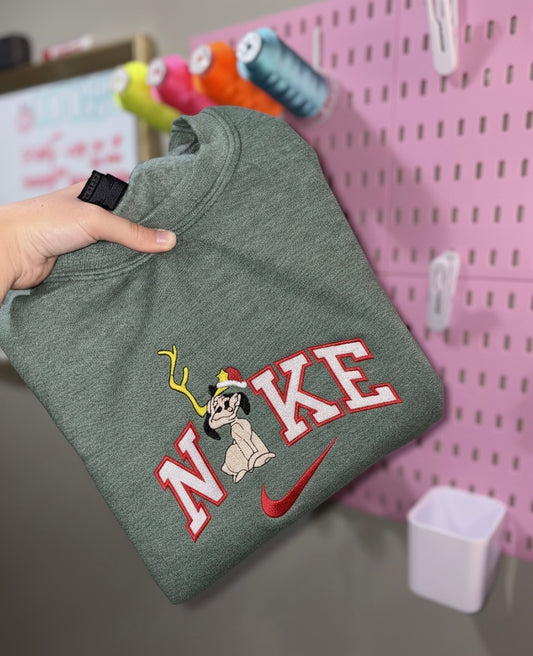 Christmas dog embroidered crew preorder 28 business day turn around time