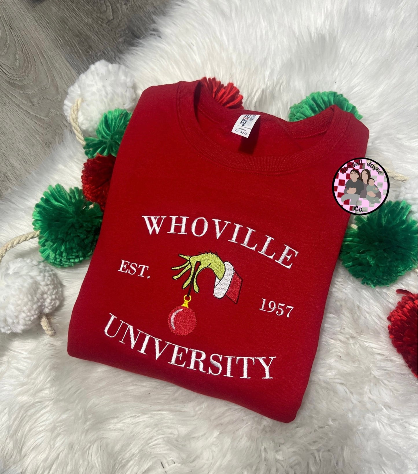 Whoville embroidered crew preorder 28 business day turn around time