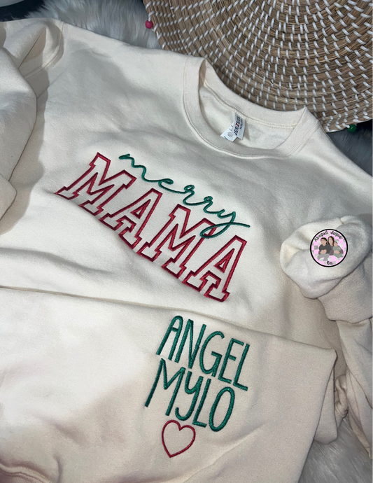 Merry mama embroidered crew 🎄 preorder 28 business day turn around time