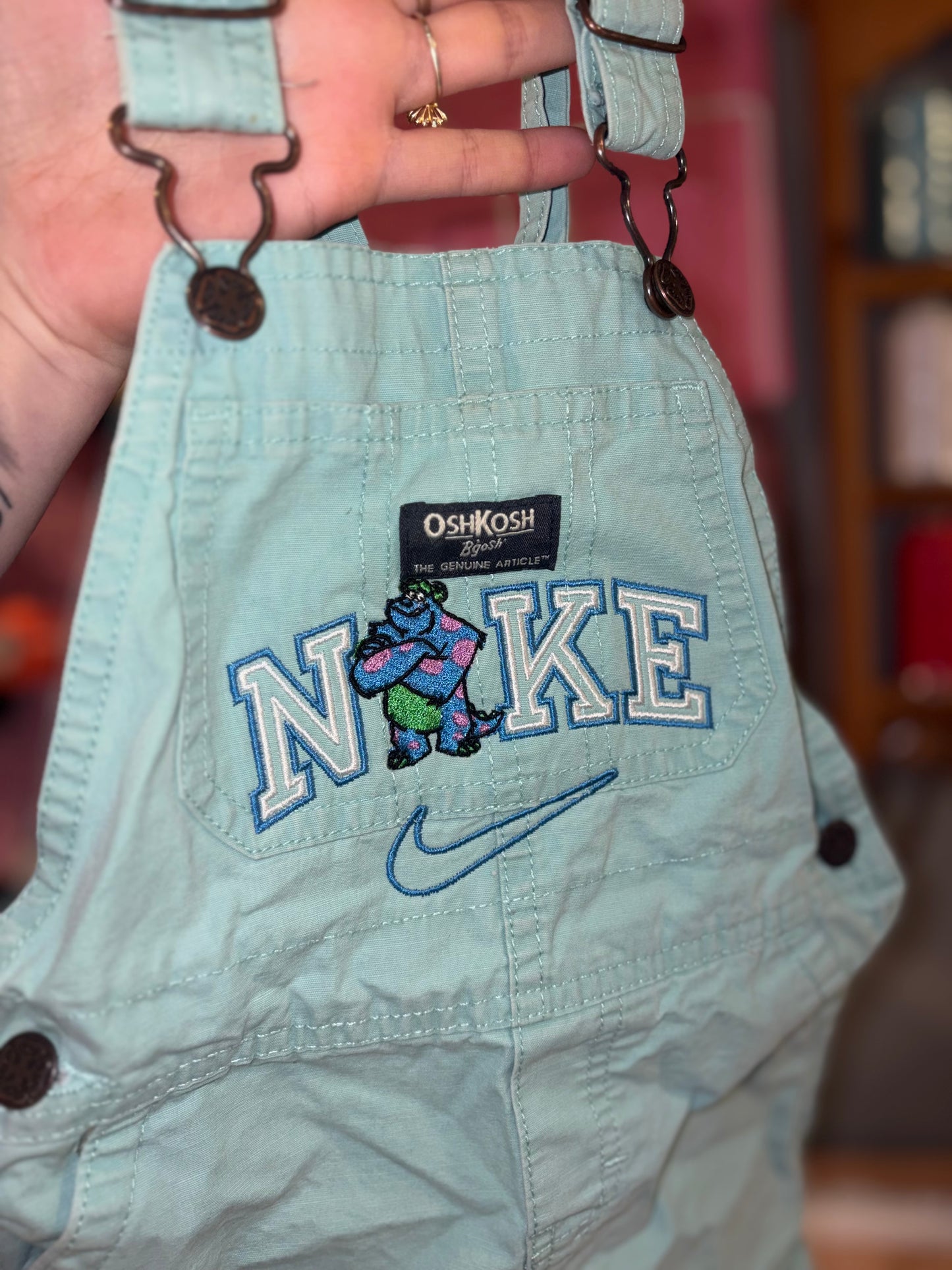 MI thrifted/up-cycled overalls size 18-24M