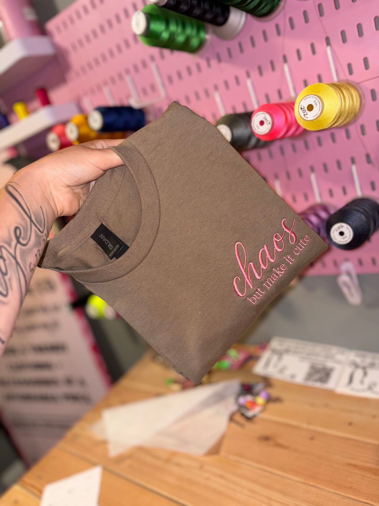 Chaos but make it cute embroidered tshirt 🩷 preorder 28 business day turn around time