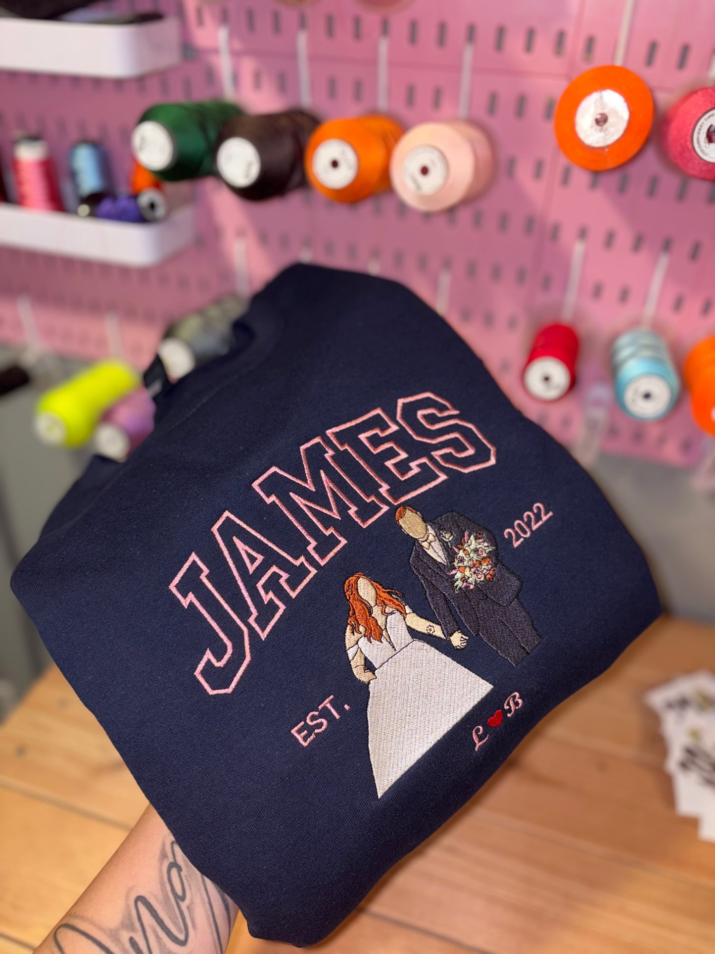 Couples custom embroidered crewneck preorder 28 business day turn around time