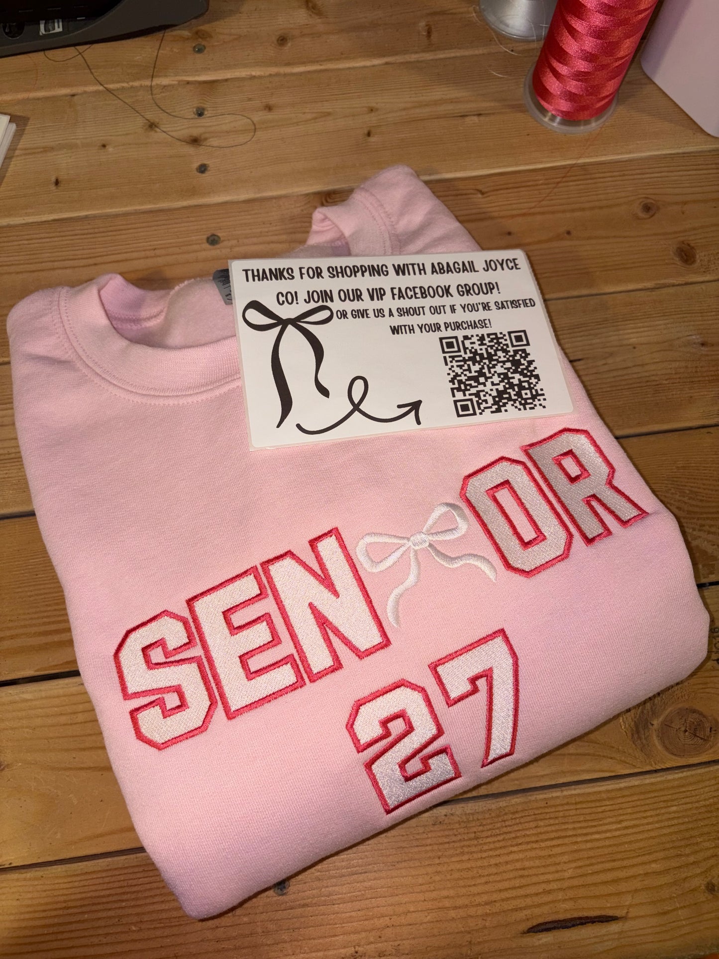 Senior 2027 🎀 embroidered crew preorder 28 business day turn around time