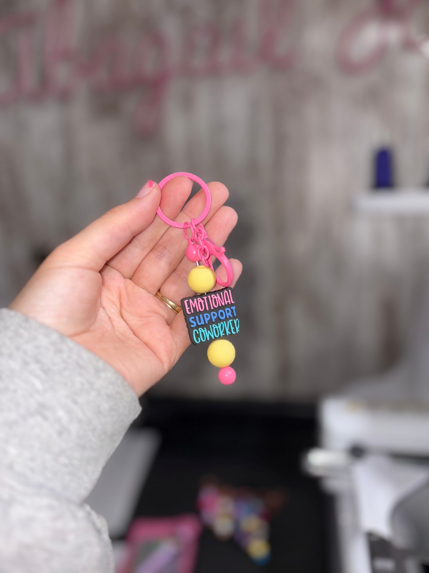 Emotional support co worker keychain