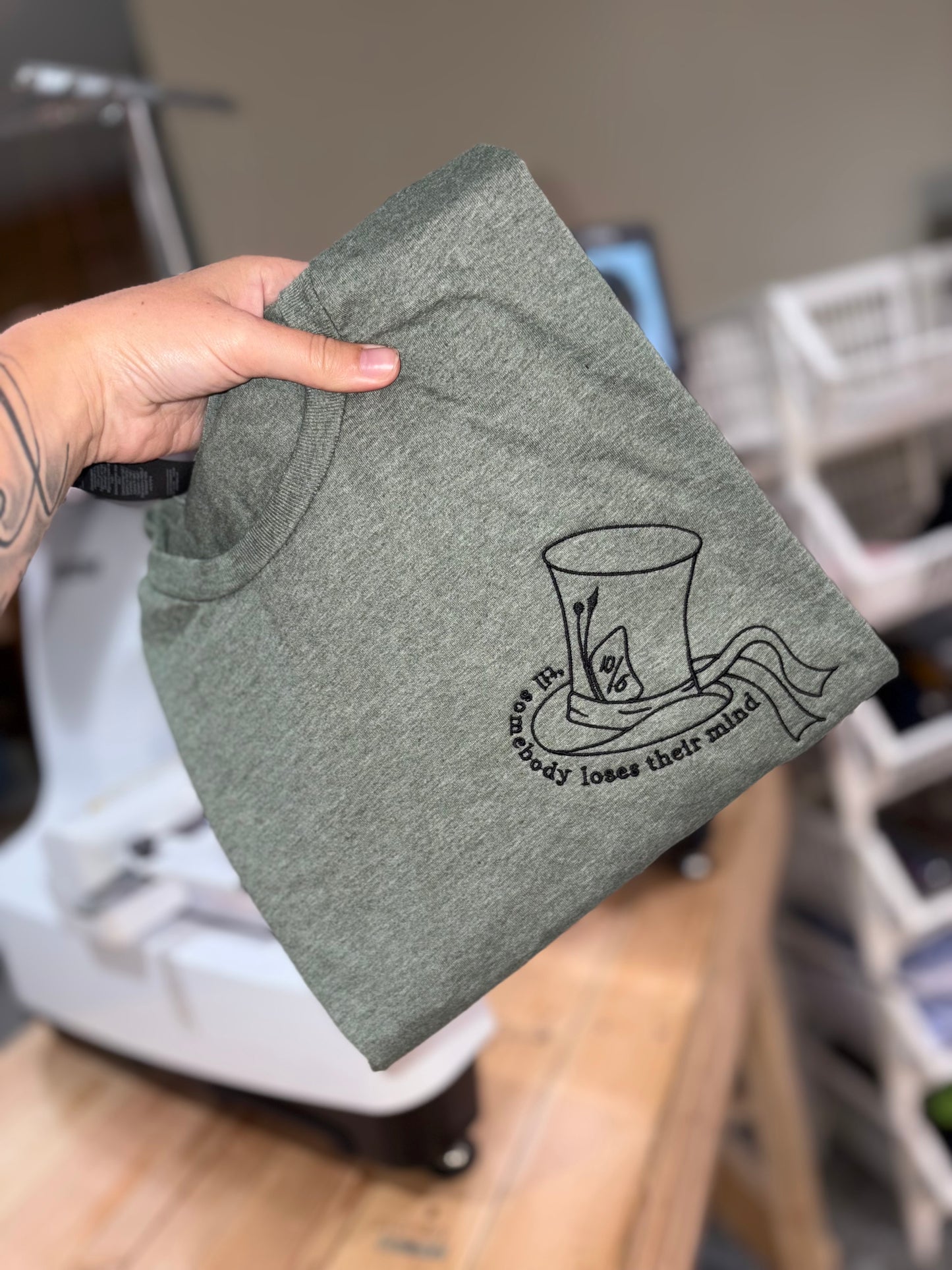 embroidered tshirt 10/6 hat preorder 28 business day turn around time