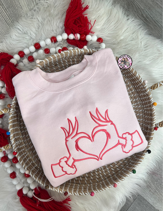 Green guy hands 🫶 embroidered crew preorder 28 business day turn around time