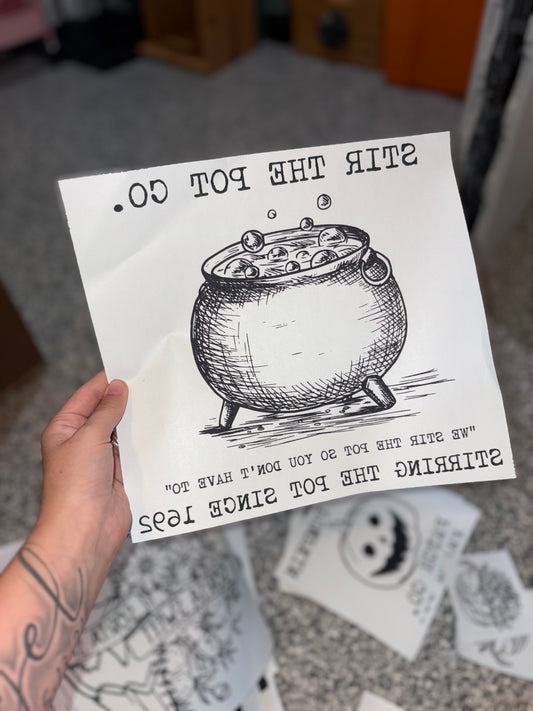 Stir the pot black ink design (design for blank shirt).