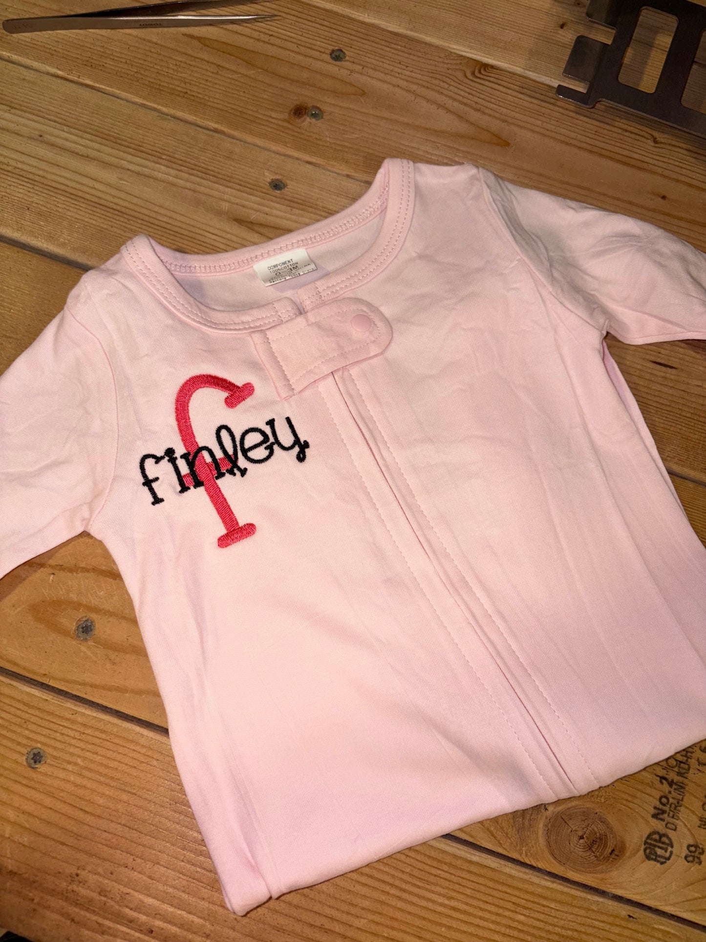 Embroidered baby sleeper- preorder 28 business day turn around time
