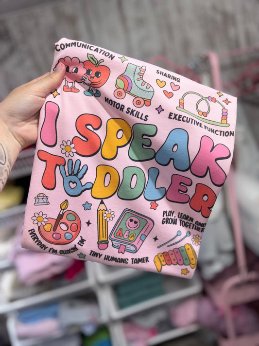 I speak toddler tshirt preorder 15 business day turn around time