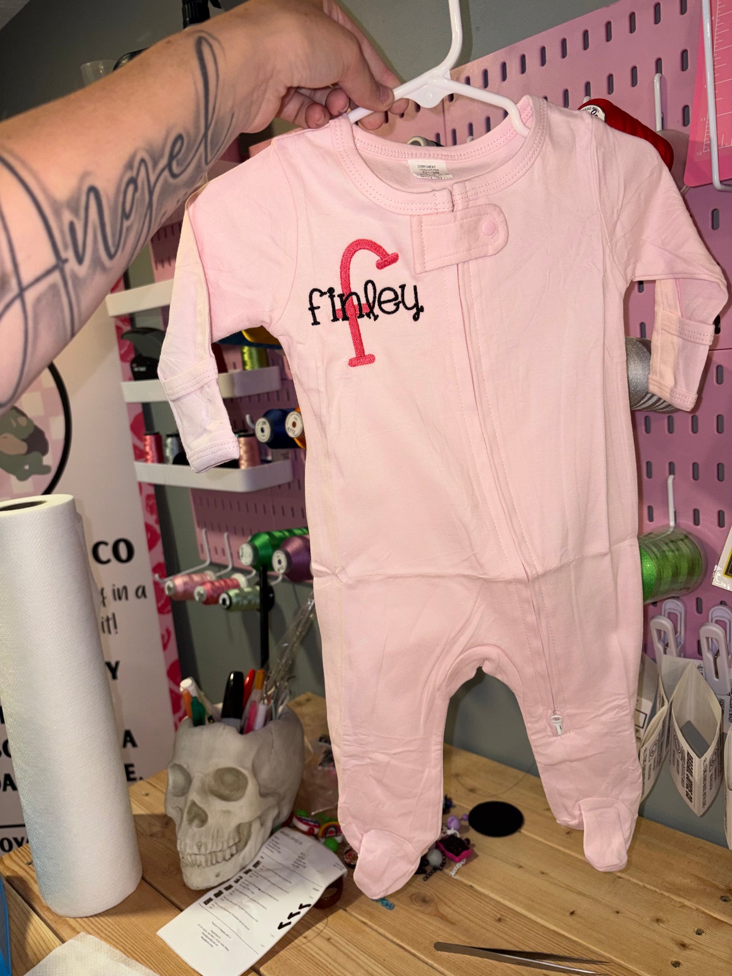 Embroidered baby sleeper- preorder 28 business day turn around time