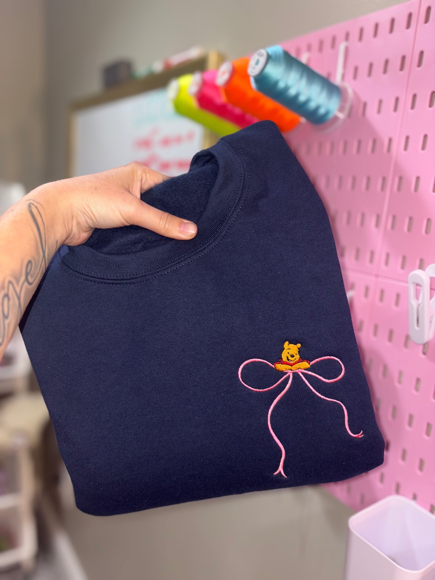 Bear bow embroidered crew preorder 28 business day turn around time