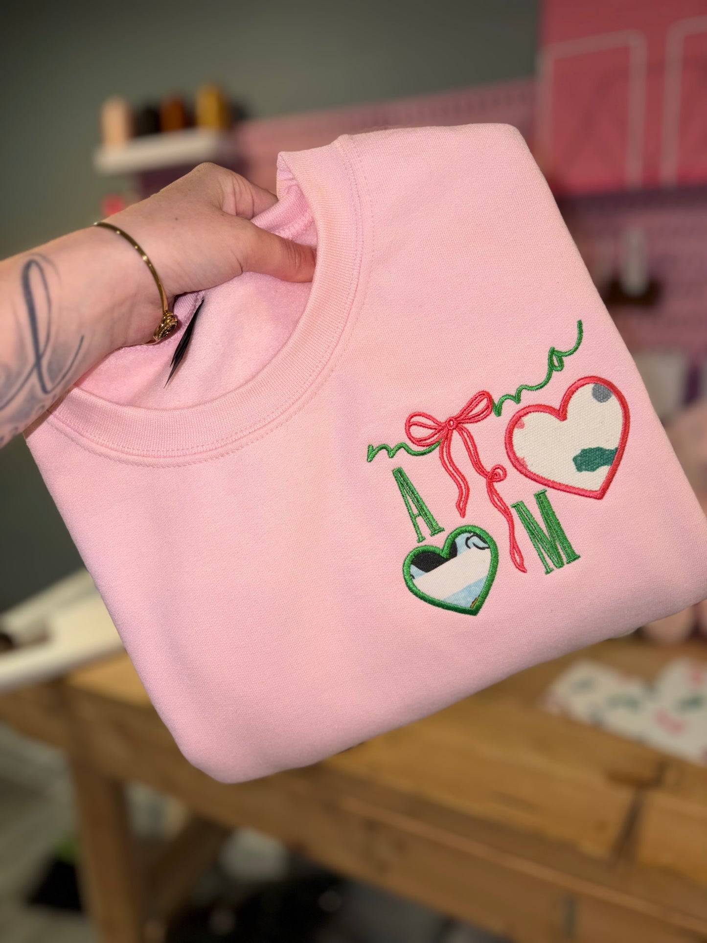 Mama keepsake heart embroidered crew ♥️ preorder 28 business day turn around time