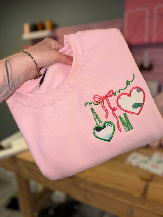 Mama keepsake heart embroidered crew ♥️ preorder 28 business day turn around time