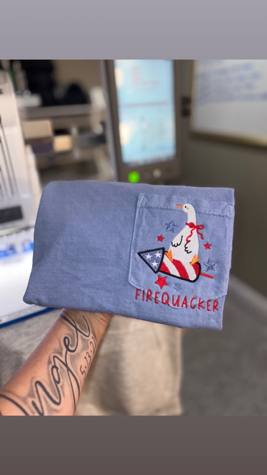 Fire-quacker pocket tshirt🎇 preorder 28 business day turn around time