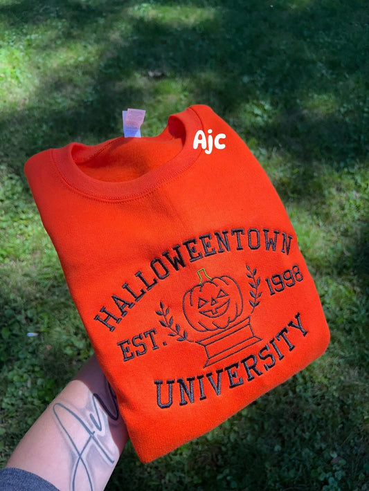 Halloween Town embroidered crew preorder 28 business day turn around time