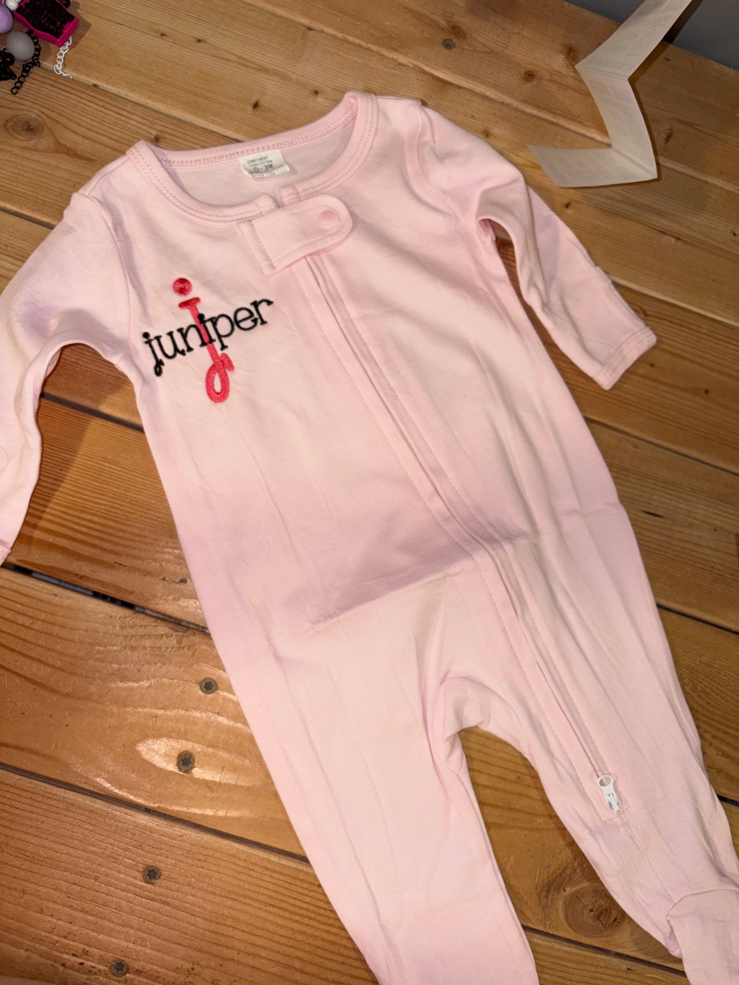 Embroidered baby sleeper- preorder 28 business day turn around time