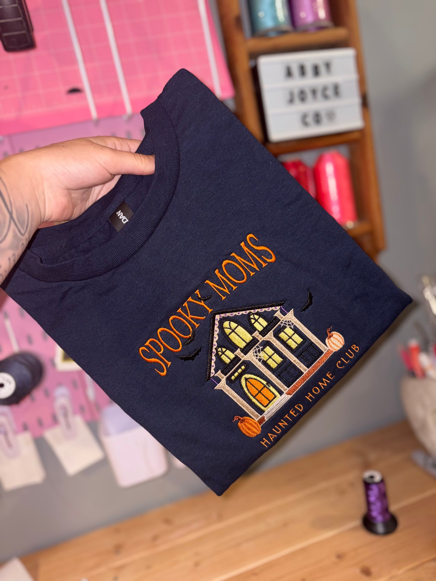 Spooky moms club embroidered tshirt preorder 28 business day turn around time