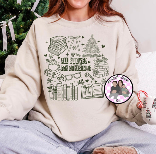 Booked up green ink design (design for blank shirt).