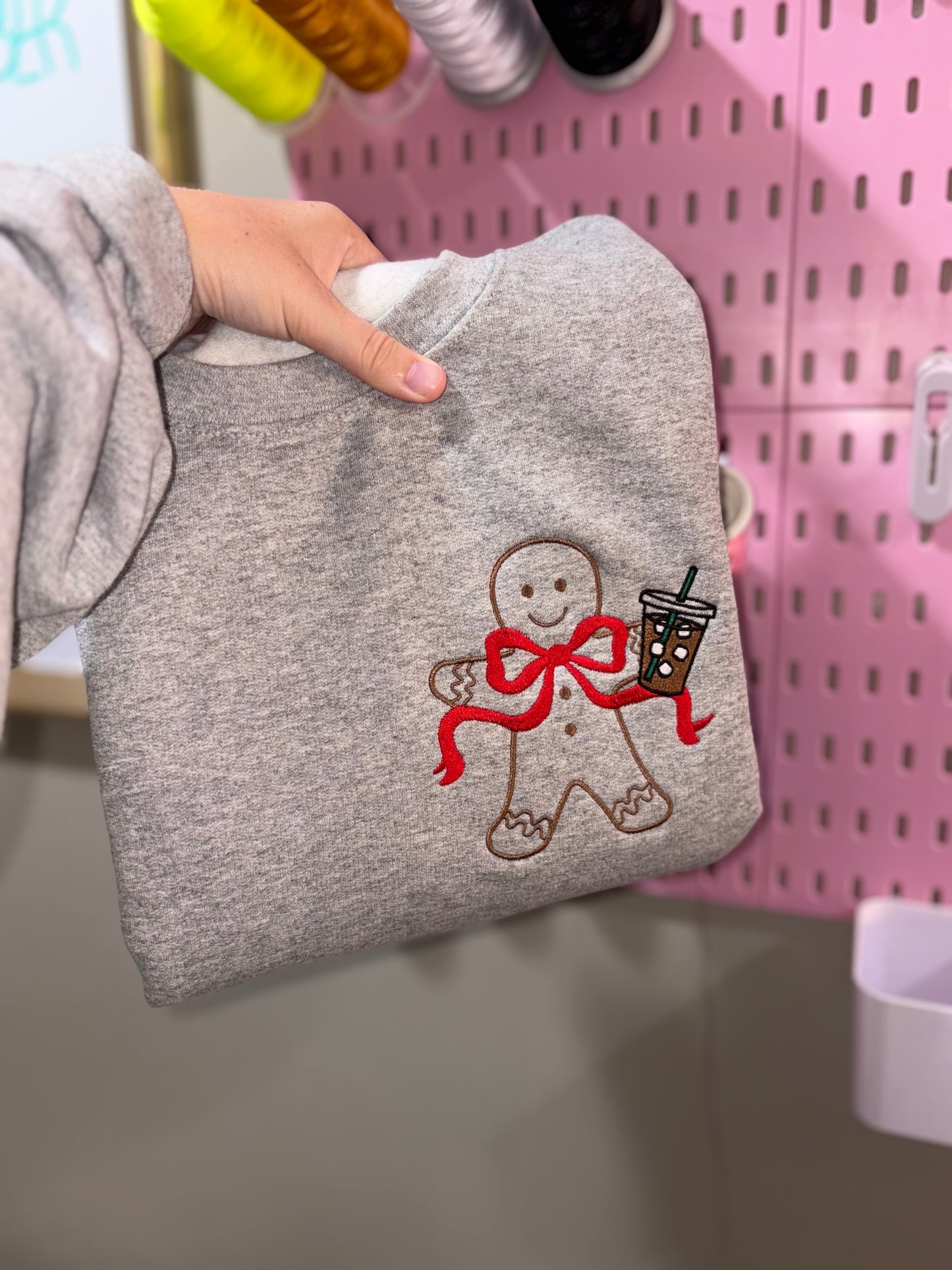 Size medium gingerbread man embroidered crew