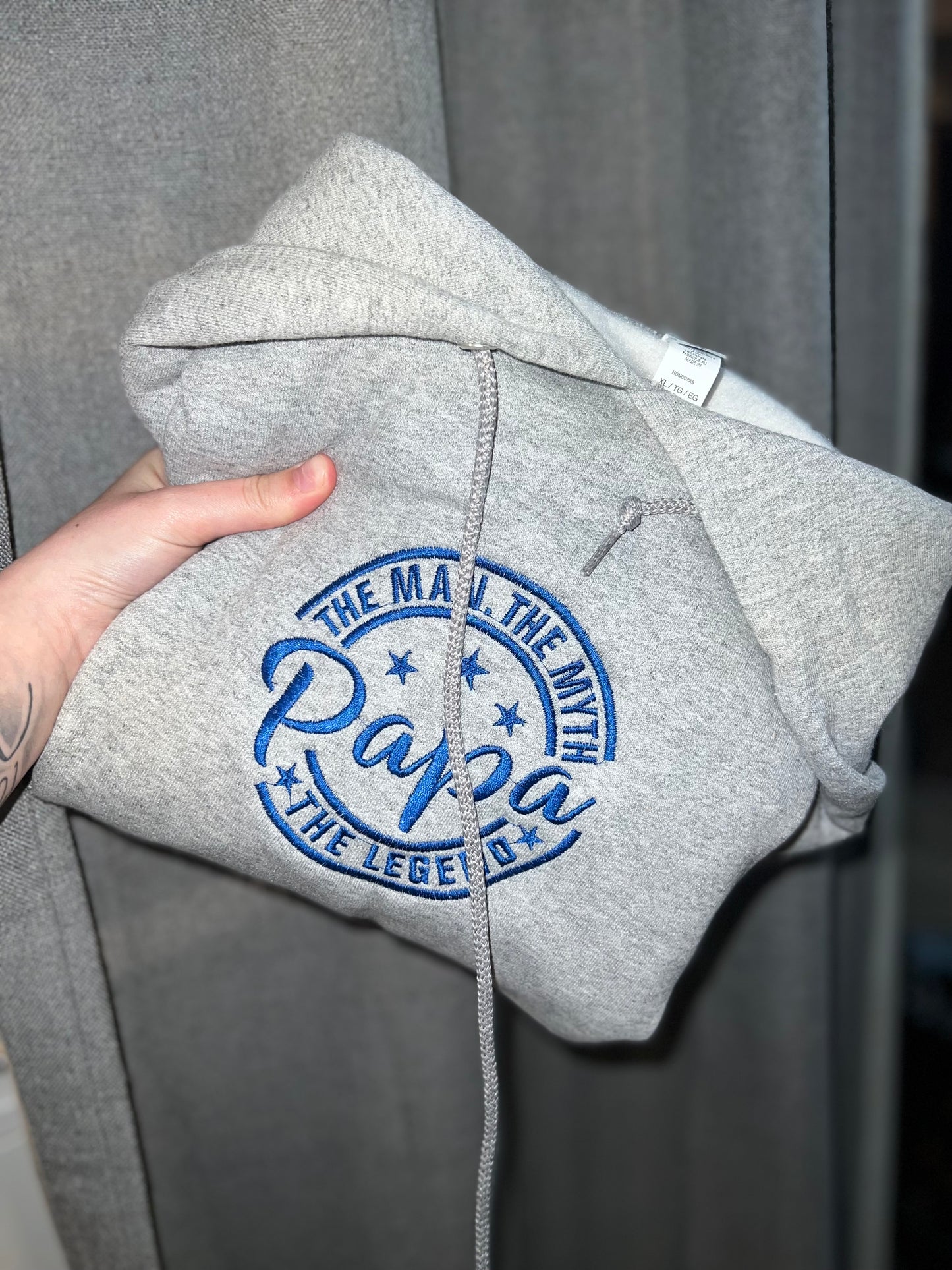 PAPA embroidered HOODIE OR CREW 💙 PREORDER 28 business day turn around time.