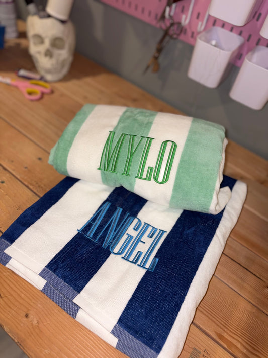 Embroidered beach towels- preorder 15 biz day turn around time