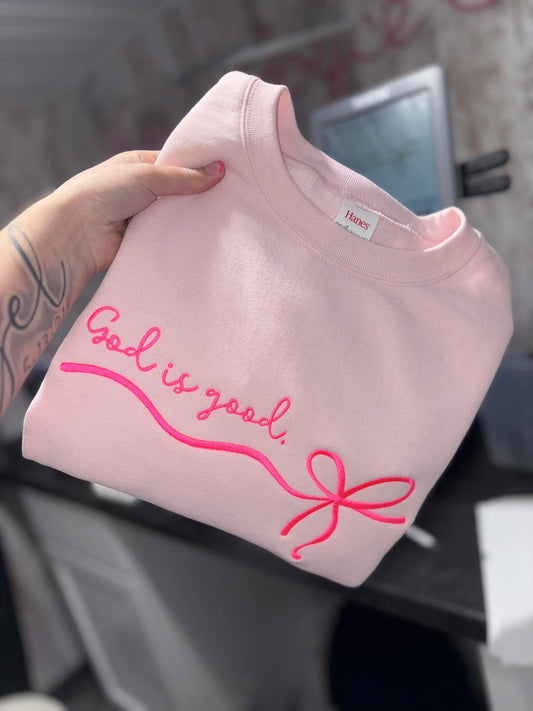 God is good embroidered tshirt preorder 28 business day turn around time