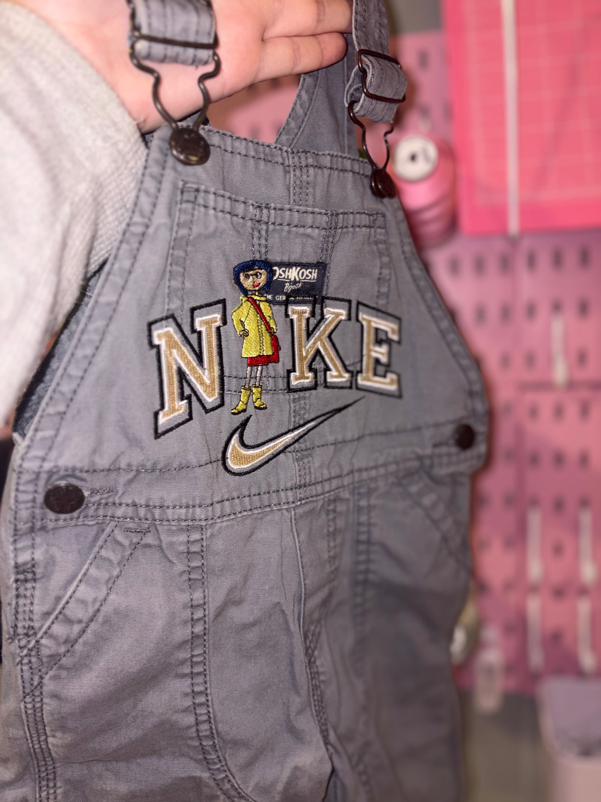Size 12M embroidered overalls