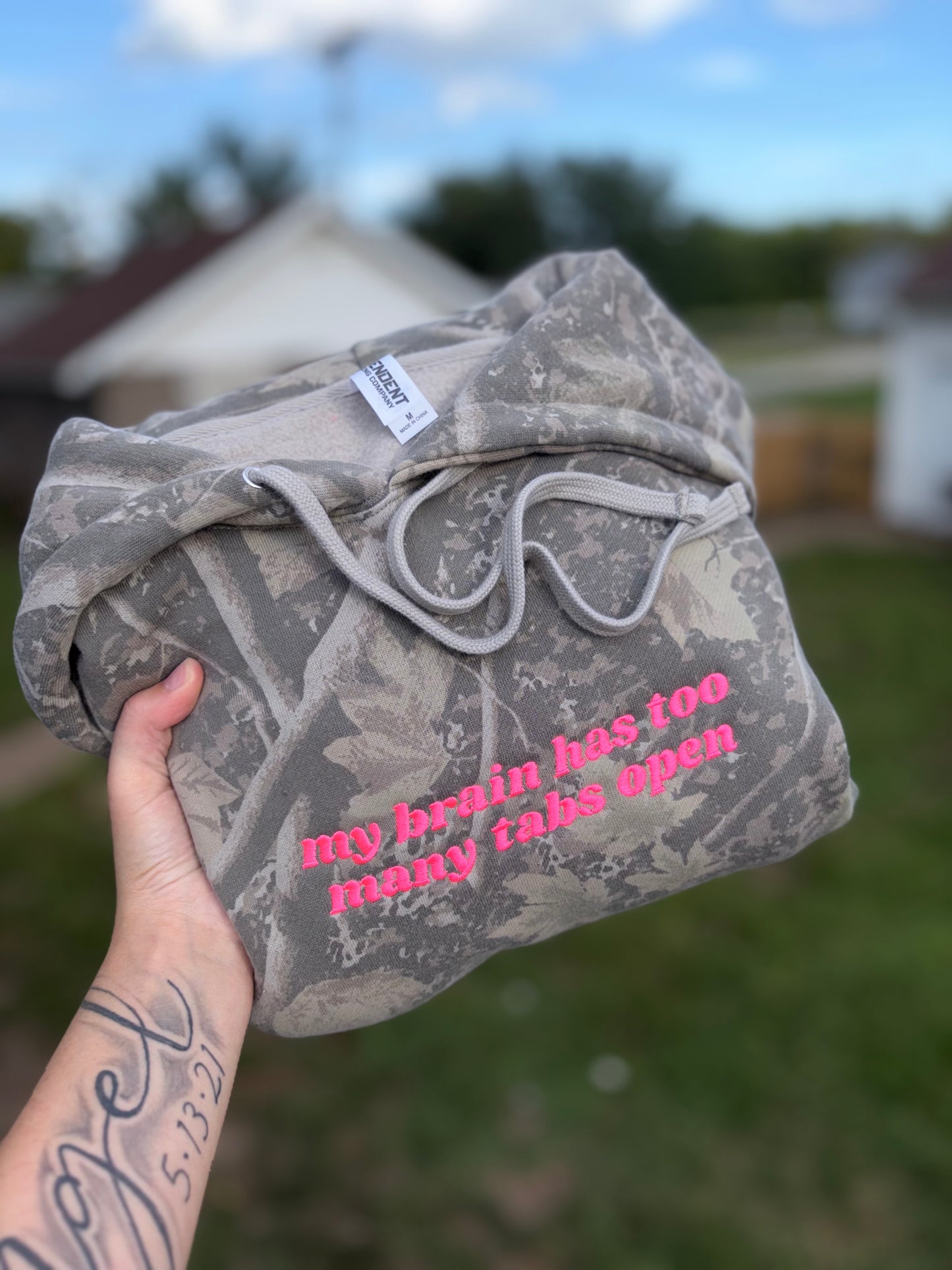 Too many tabs open embroidered hoodie- preorder 28 business day turn around time