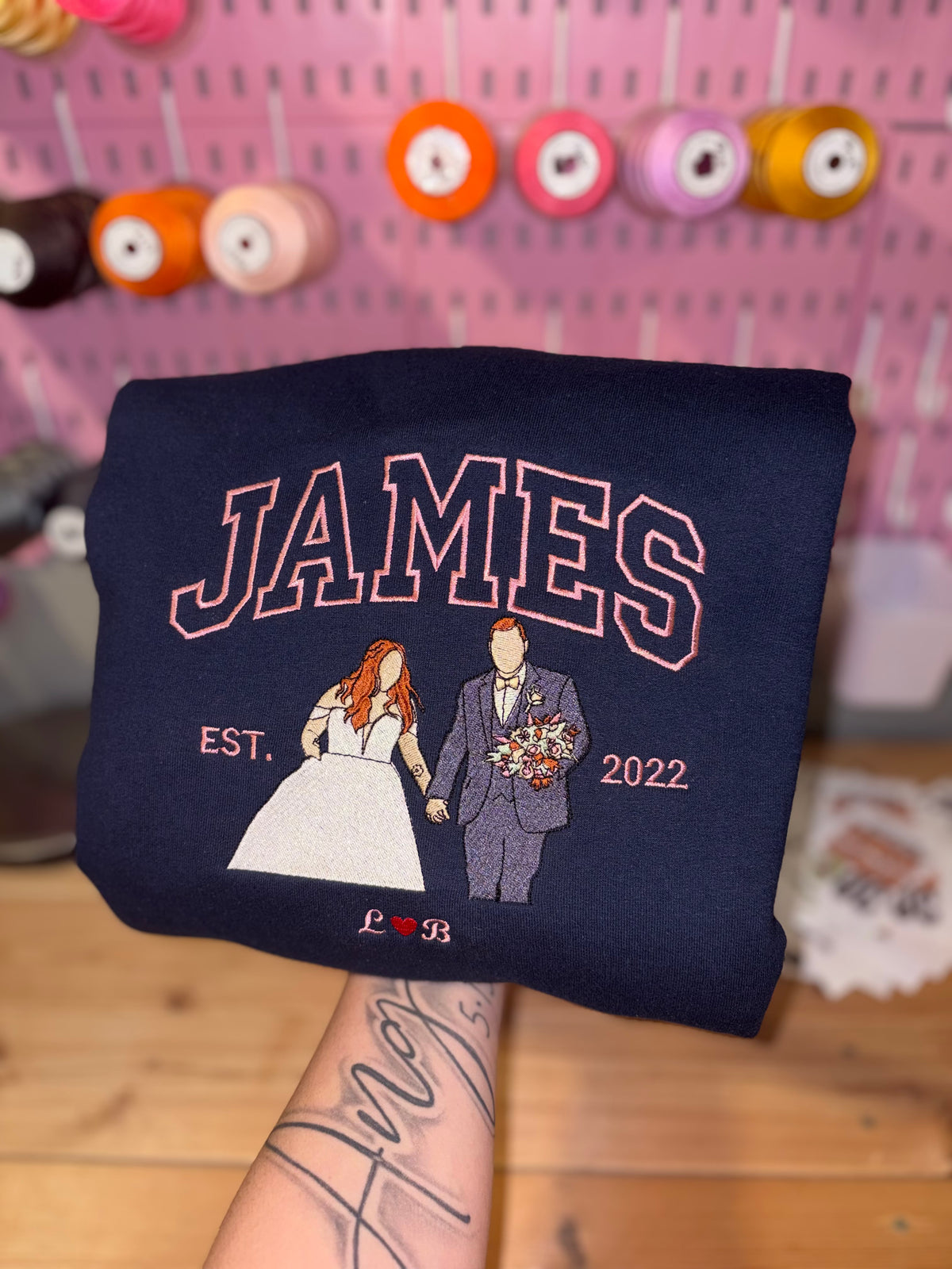 Couples custom embroidered crewneck preorder 28 business day turn around time