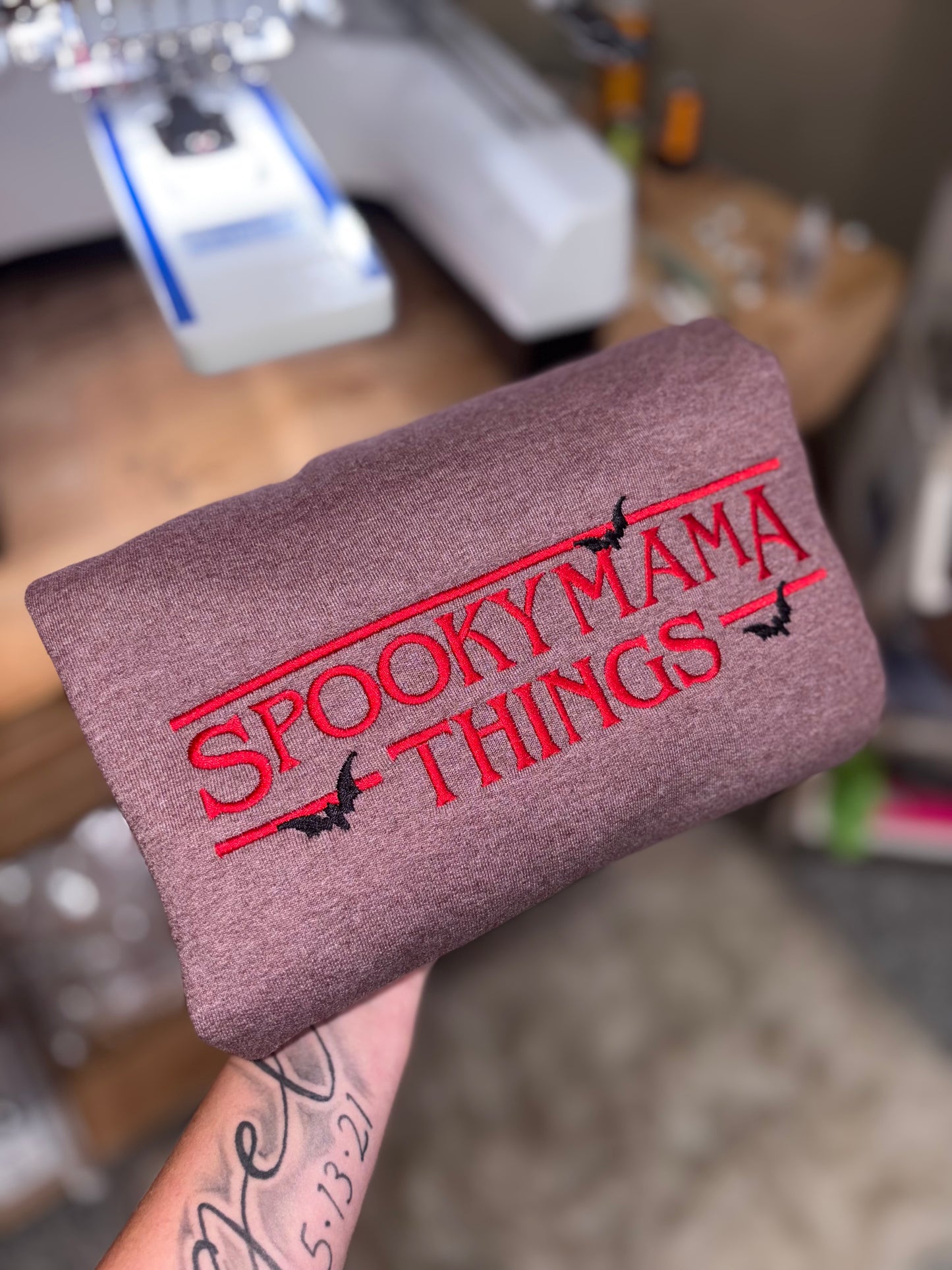 Spooky mama embroidered crew preorder 28 business day turn around time