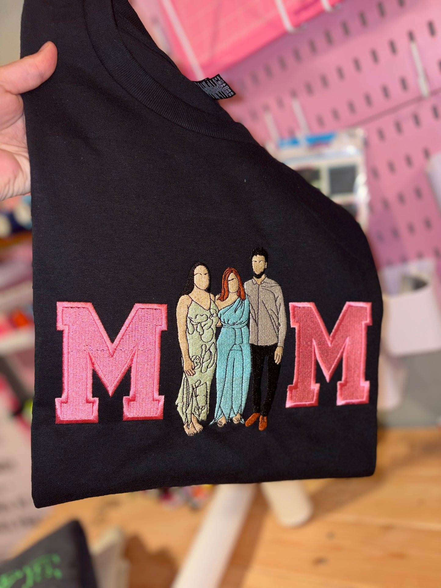 Embroidered mom custom photo black short sleeve tshirt- preorder 28 business day turn around time