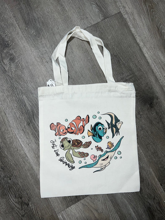 Swimming canvas tote bag