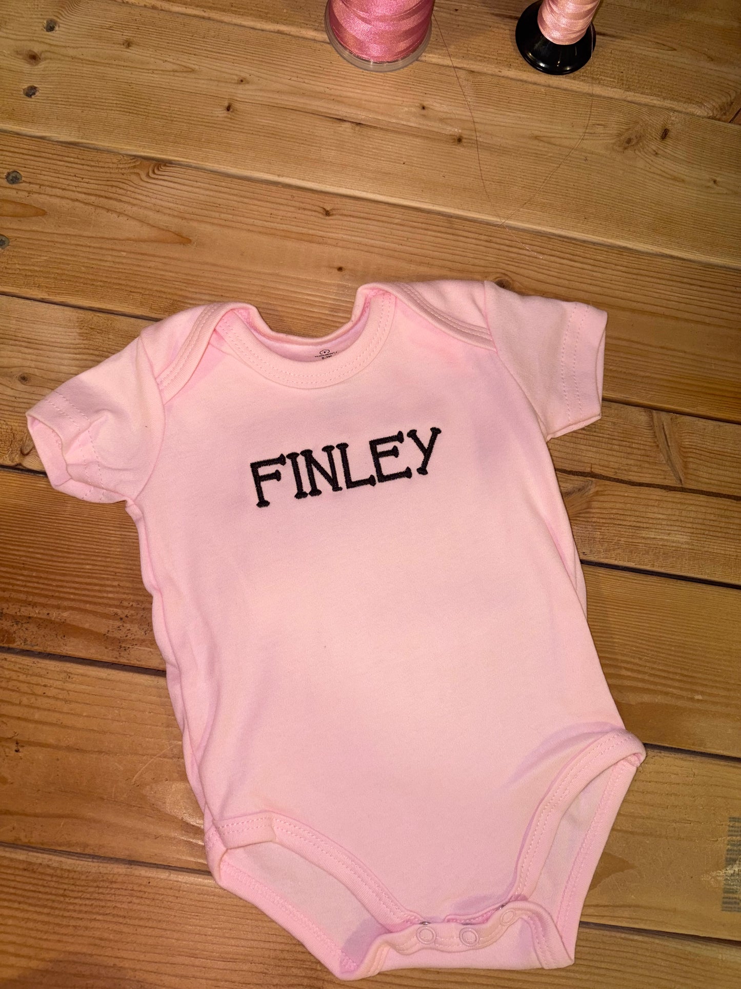 Name embroidered onesie- preorder 28 business day turn around time