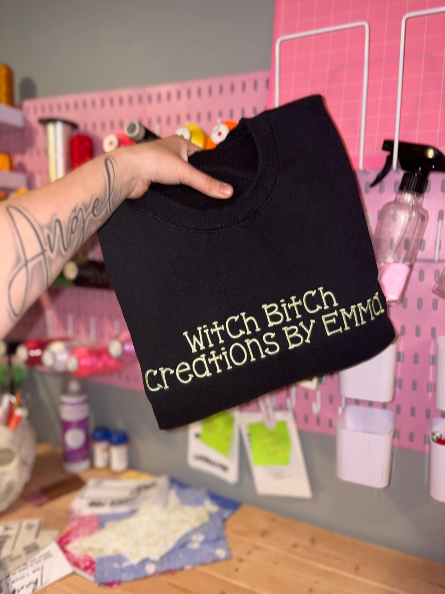 Business name embroidered crews preorder 28 business day turn around time.  (Must order 5 or more).