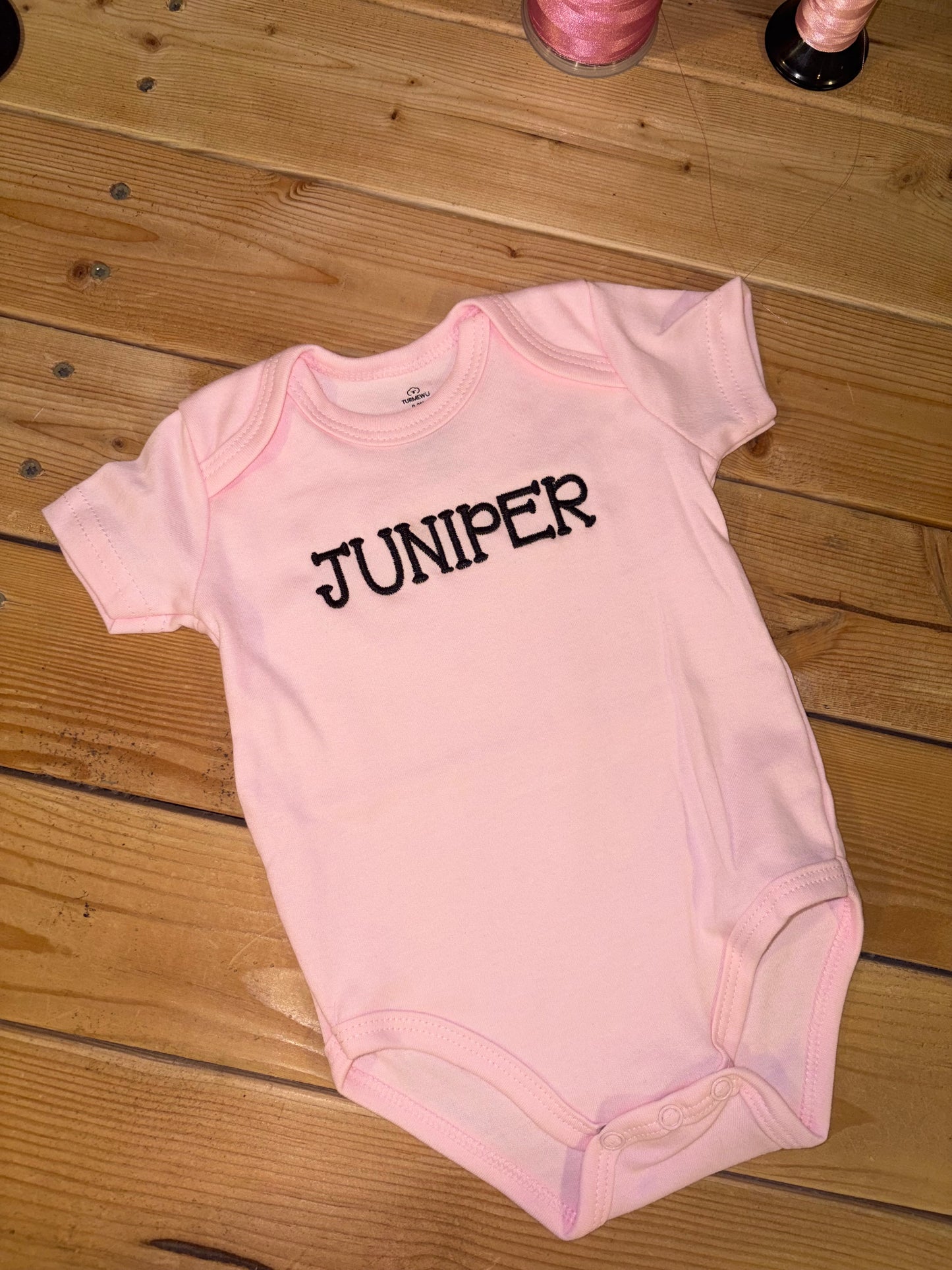 Name embroidered onesie- preorder 28 business day turn around time