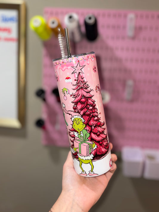 Pink Christmas 20oz tumbler preorder 15 business day turn around time
